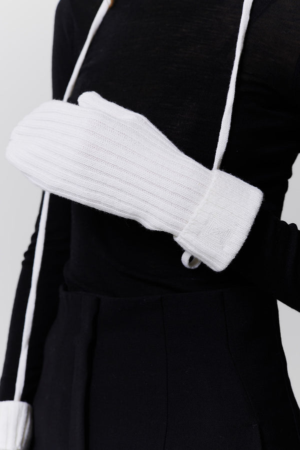 Prinz Berlin Kaschmir Mittens Rib Knit Off-White Fabrikpreis