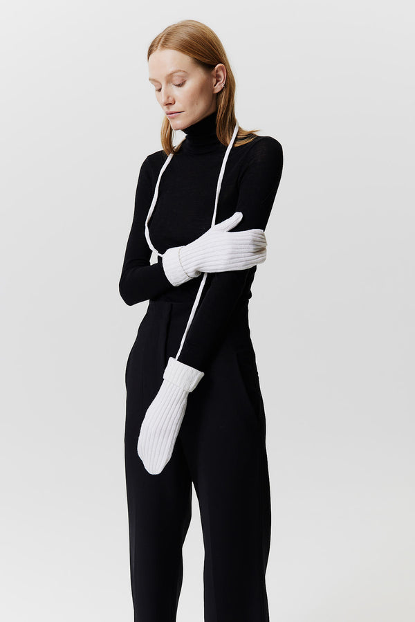 Prinz Berlin Kaschmir Mittens Rib Knit Off-White Fabrikpreis