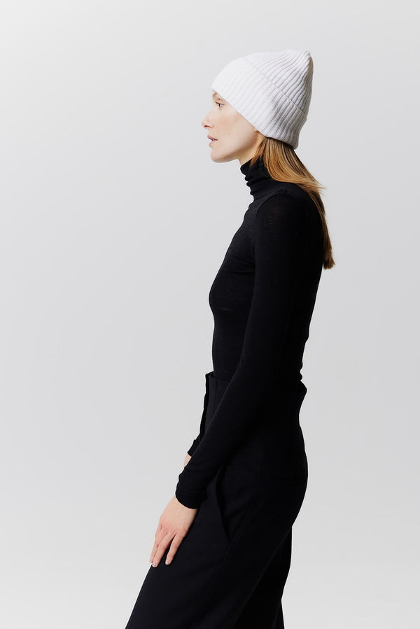 Prinz Berlin Kaschmir Beanie Rib Knit Off-White Rabatt