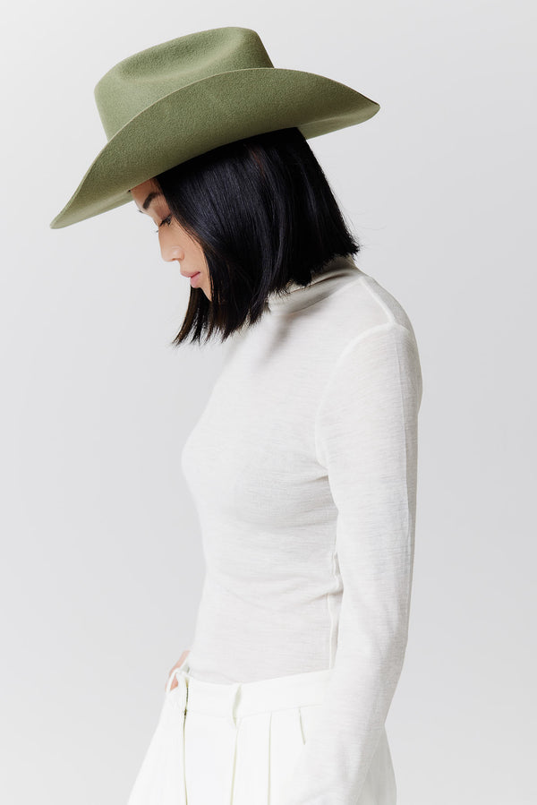 Prinz Berlin Merino Cowboy Hut Lifted Brim Pistazie Preisnachlass