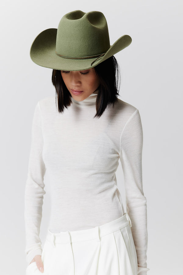 Prinz Berlin Merino Cowboy Hut Lifted Brim Pistazie Preisnachlass