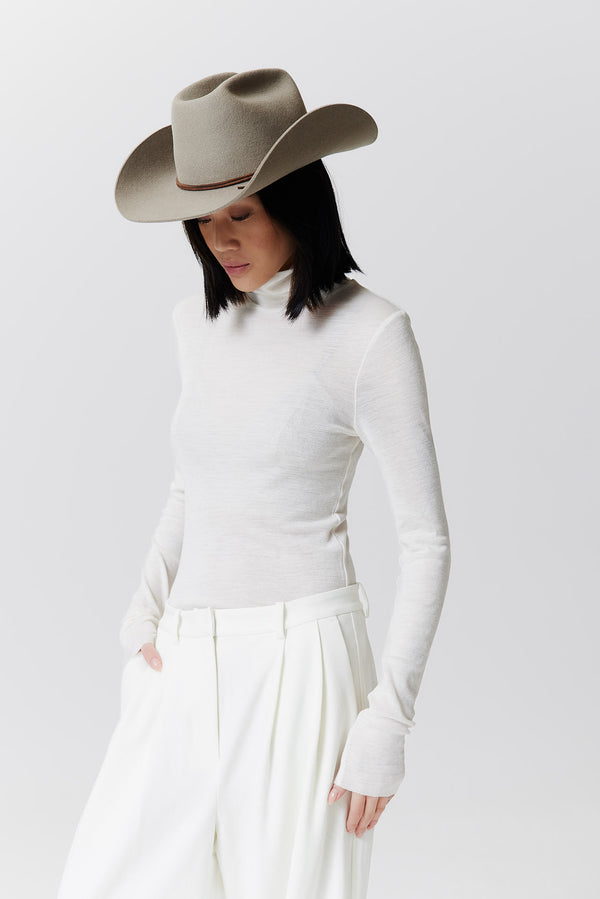 Prinz Berlin Merino Cowboy Hut Lifted Brim Taupe Saisonschlussverkauf