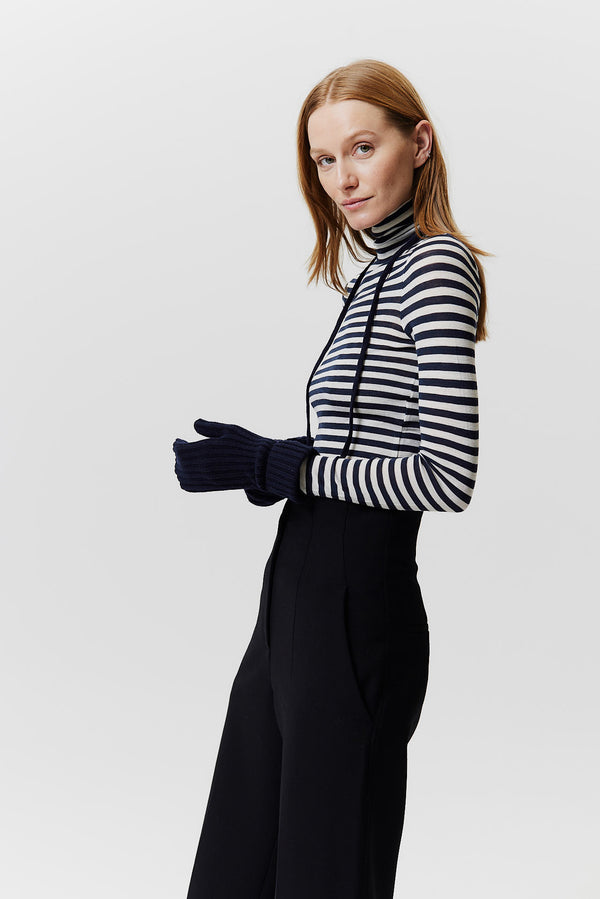 Prinz Berlin Kaschmir Mittens Rib Knit Dunkelblau Weihnachtsangebot