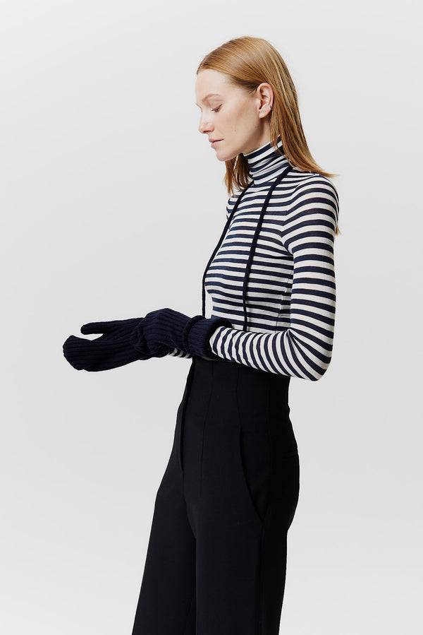 Prinz Berlin Kaschmir Mittens Rib Knit Dunkelblau Weihnachtsangebot