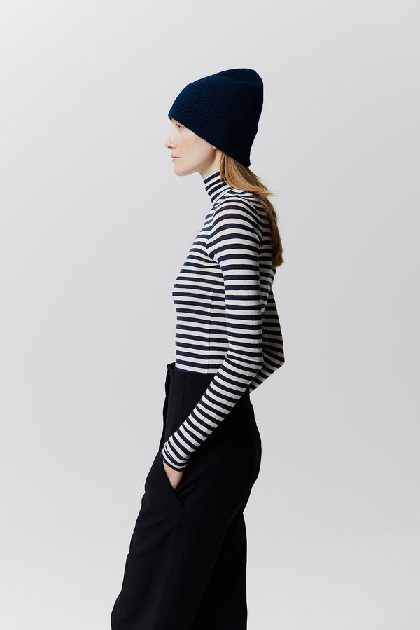 Prinz Berlin Kaschmir Beanie Classic Knit Dunkelblau Osterangebot