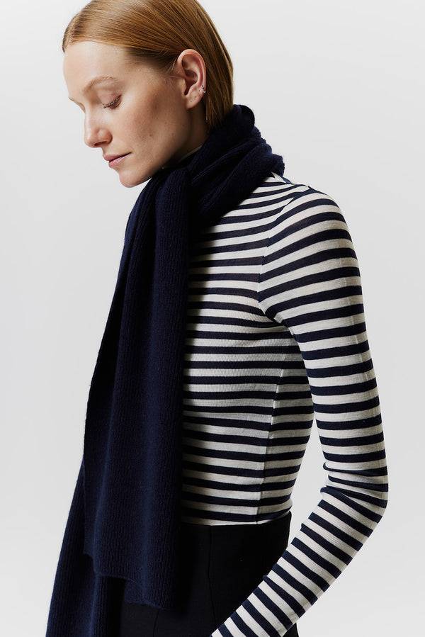 Prinz Berlin Kaschmir Schal Classic Knit Dunkelblau Vatertagsangebot