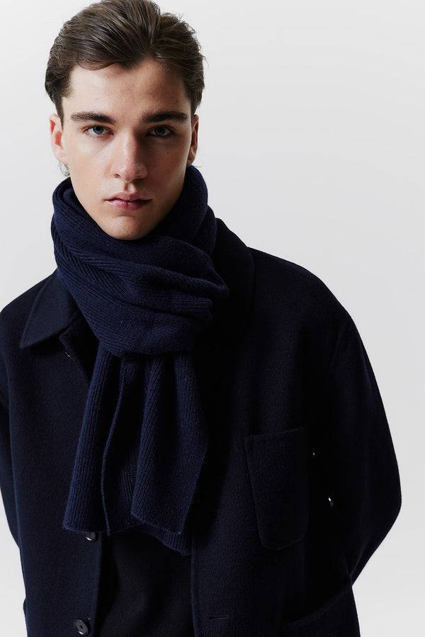 Prinz Berlin Kaschmir Schal Classic Knit Dunkelblau Vatertagsangebot