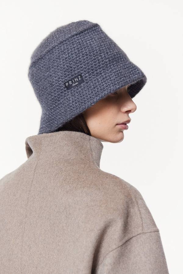 Prinz Berlin Kaschmir Bucket Hat Hand Crochet Grau Räumungsverkauf