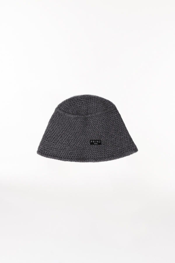 Prinz Berlin Kaschmir Bucket Hat Hand Crochet Grau Räumungsverkauf