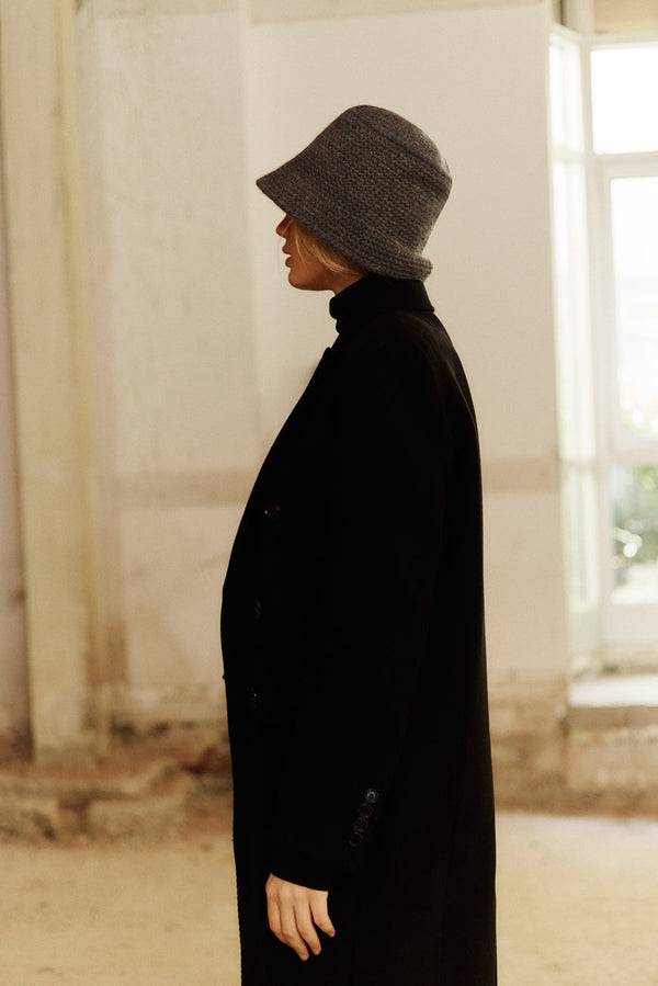 Prinz Berlin Kaschmir Bucket Hat Hand Crochet Grau Räumungsverkauf