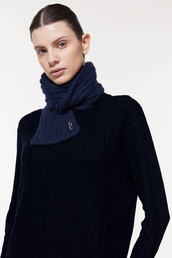 Prinz Berlin Kaschmir Kurzschal Hand Knit Dunkelblau Tiefpreis