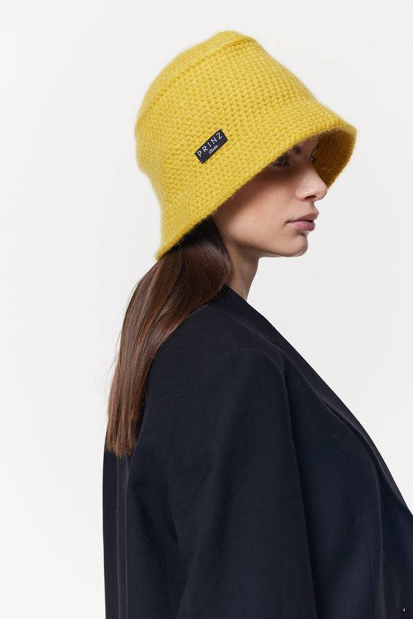 Prinz Berlin Kaschmir Bucket Hat Hand Crochet Gelb Begrenzte Freigabe