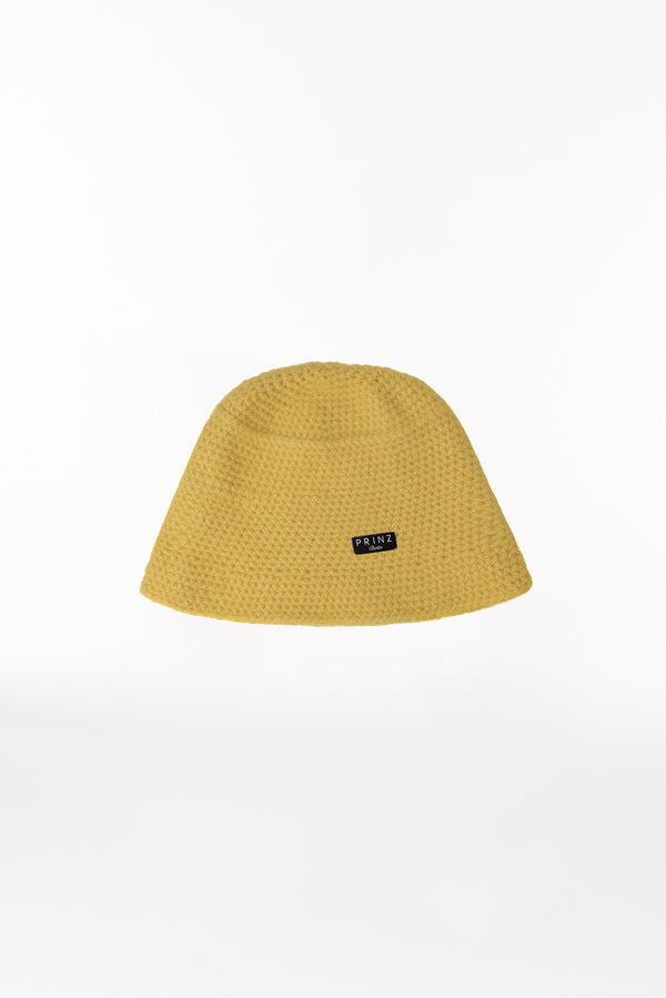 Prinz Berlin Kaschmir Bucket Hat Hand Crochet Gelb Begrenzte Freigabe