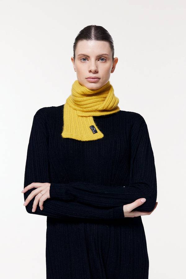 Prinz Berlin Kaschmir Kurzschal Hand Knit Gelb Letzte 3 Tage