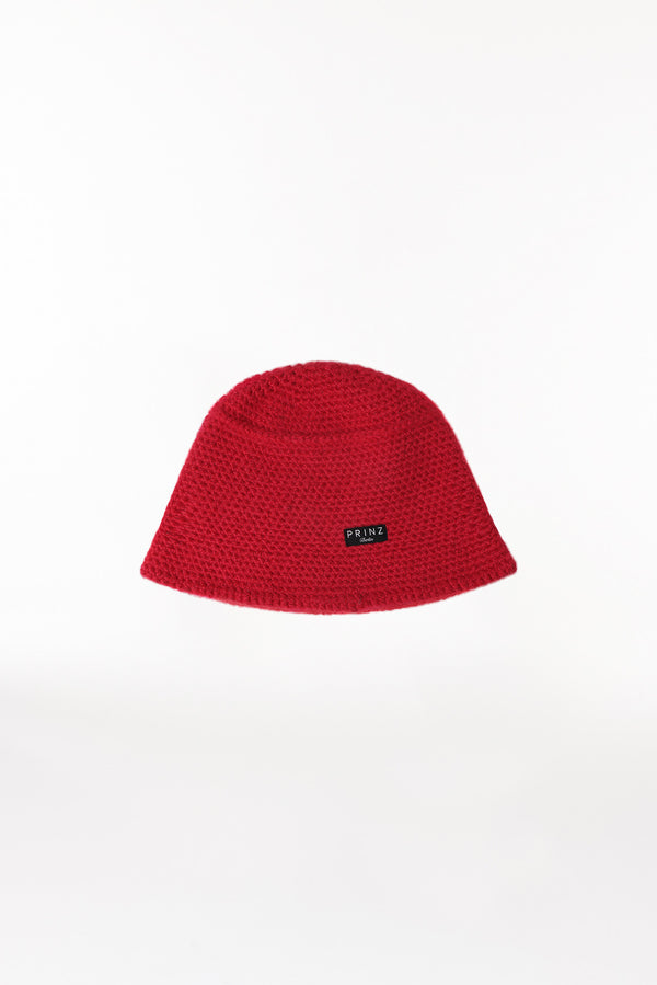 Prinz Berlin Kaschmir Bucket Hat Hand Crochet Rot Letzte 2 Tage