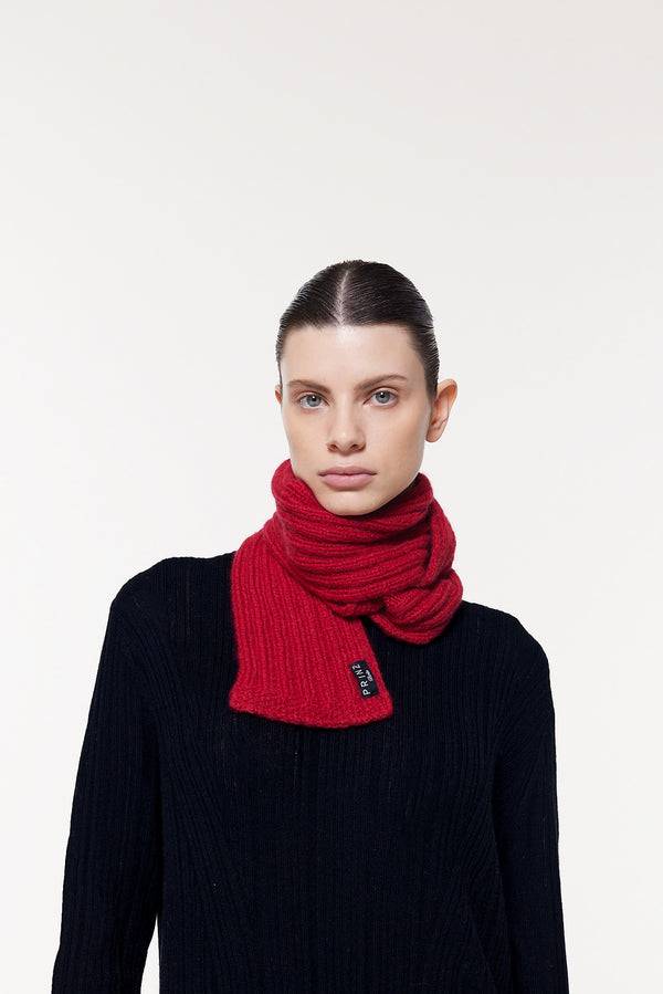 Prinz Berlin Kaschmir Kurzschal Hand Knit Rot Letzter Tag