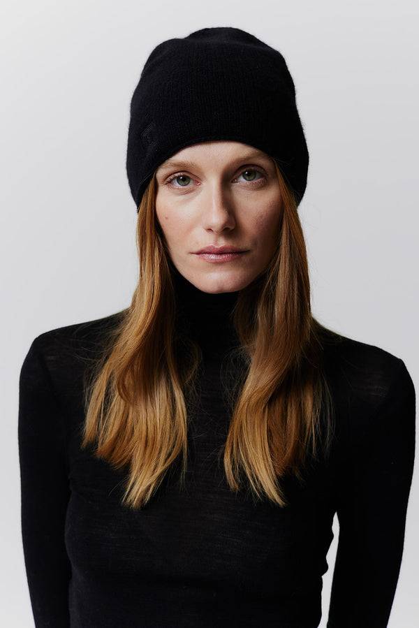 Prinz Berlin Kaschmir Beanie Fine Knit Schwarz Fabrikladen