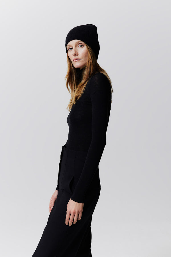 Prinz Berlin Kaschmir Beanie Fine Knit Schwarz Fabrikladen