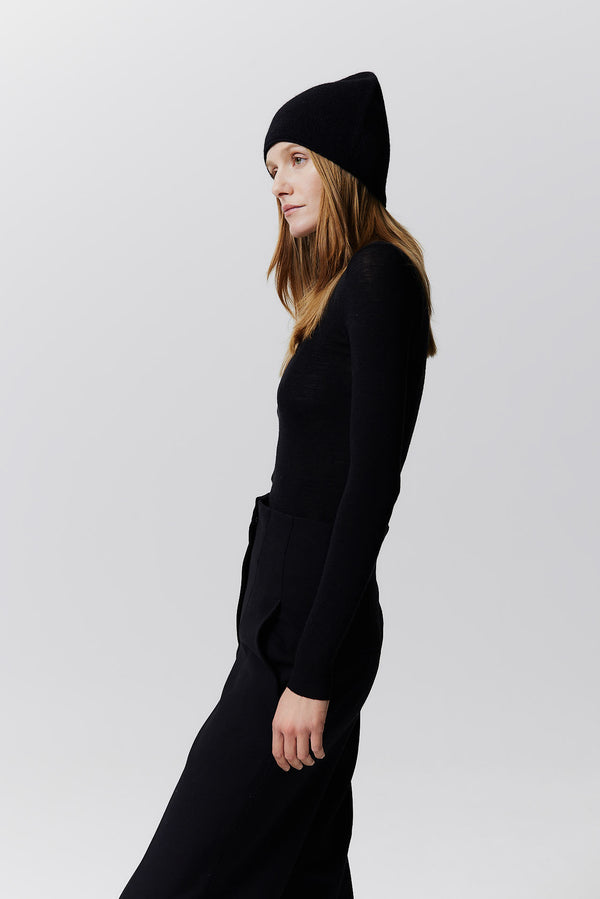 Prinz Berlin Kaschmir Beanie Fine Knit Schwarz Fabrikladen
