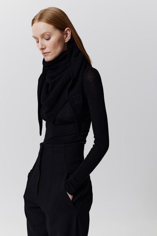 Prinz Berlin Kaschmir Triangle Fine Knit Schwarz Begrenzt auf 3 Tage