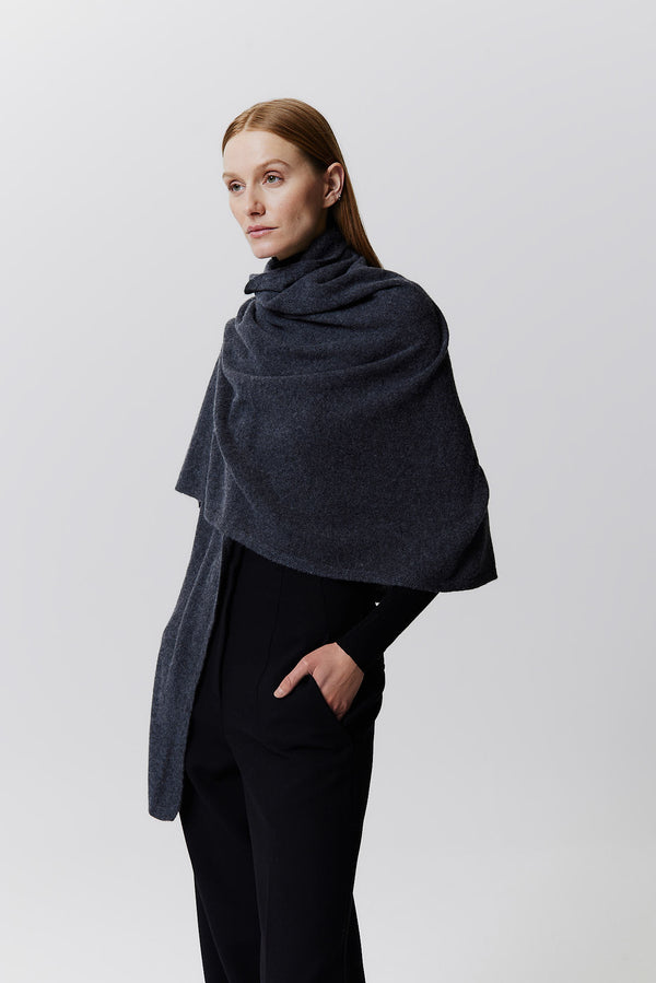 Prinz Berlin Kaschmir Schal Fine Knit Graphit Black Friday Preise