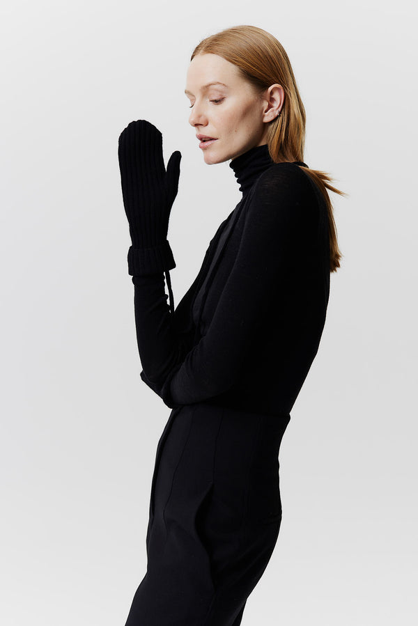 Prinz Berlin Kaschmir Mittens Rib Knit Schwarz Im Verkauf