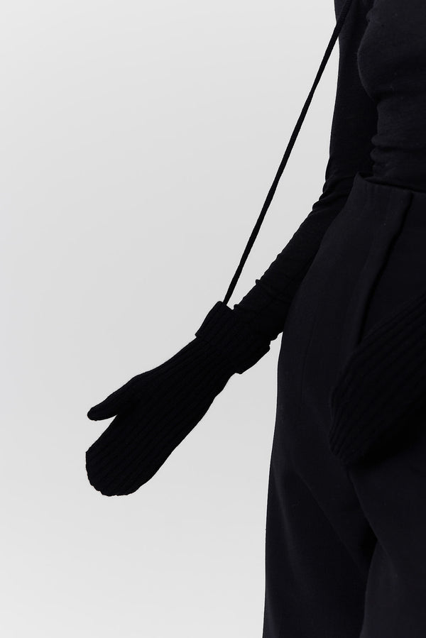 Prinz Berlin Kaschmir Mittens Rib Knit Schwarz Im Verkauf