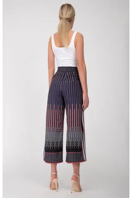 Recover Pants Weichfließende Sommerhose in marine/rot/weiß/braun Artikelnummer REC-13010-3921-430 Fabrik Onlineshop