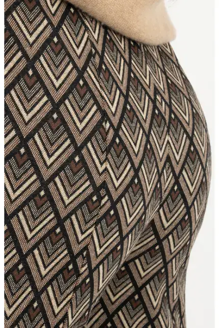 Recover Pants Jacquard-Strickhose Jasmin in SCHWARZ/ BRAUN/ BEIGE Artikelnummer REC-13409-4322-962 Tägliche Deals