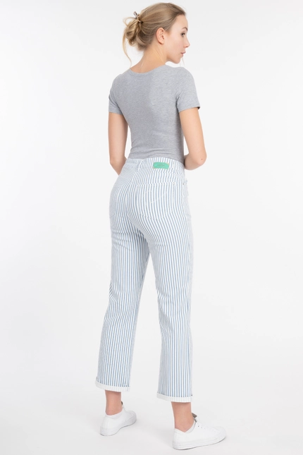 Recover Pants Frieda, Straght-Fit Hose in STREIFEN ECRU/ BLAU Artikelnummer REC-13395-4149-400 Riesige Ersparnisse