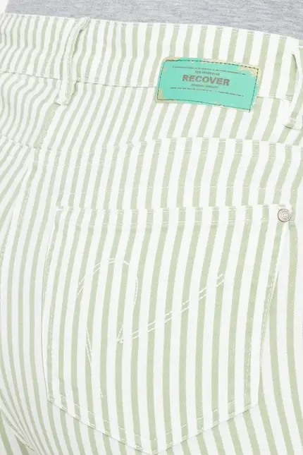 Recover Pants Frieda, Straght-Fit Hose in STREIFEN ECRU/ GRÜN Artikelnummer REC-13395-4149-500 VIP-Rabatte