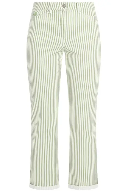 Recover Pants Frieda, Straght-Fit Hose in STREIFEN ECRU/ GRÜN Artikelnummer REC-13395-4149-500 VIP-Rabatte