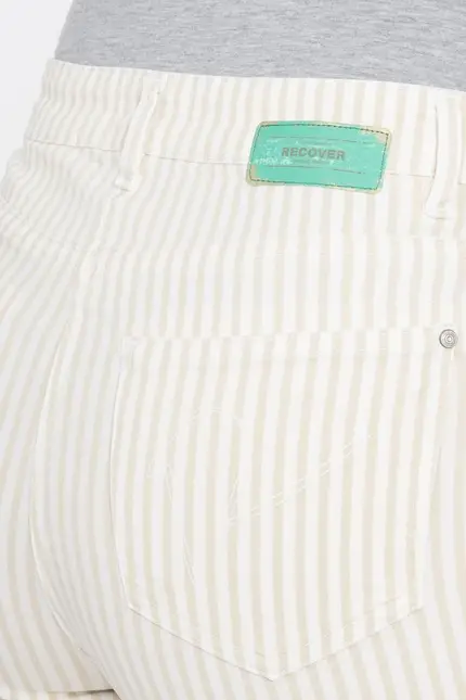 Recover Pants Frieda, Straght-Fit Hose in STREIFEN ECRU/ BEIGE Artikelnummer REC-13395-4149-202 Tiefpreis
