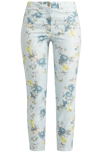 Recover Pants 5-Pocket Druckhose in HELLBLAU-BLAU-ZITRONE-ECRU Artikelnummer REC-12820-01-3992-65 Begrenzt auf 3 Tage