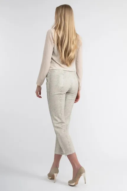 Recover Pants Hose mit Reptilprint in ECRU-ANTHRAZIT Artikelnummer REC-12664-01-4024-183 Fabrikverkauf