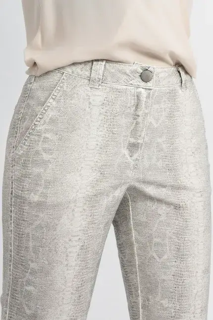 Recover Pants Hose mit Reptilprint in ECRU-ANTHRAZIT Artikelnummer REC-12664-01-4024-183 Fabrikverkauf