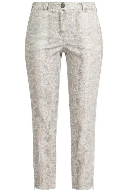 Recover Pants Hose mit Reptilprint in ECRU-ANTHRAZIT Artikelnummer REC-12664-01-4024-183 Fabrikverkauf