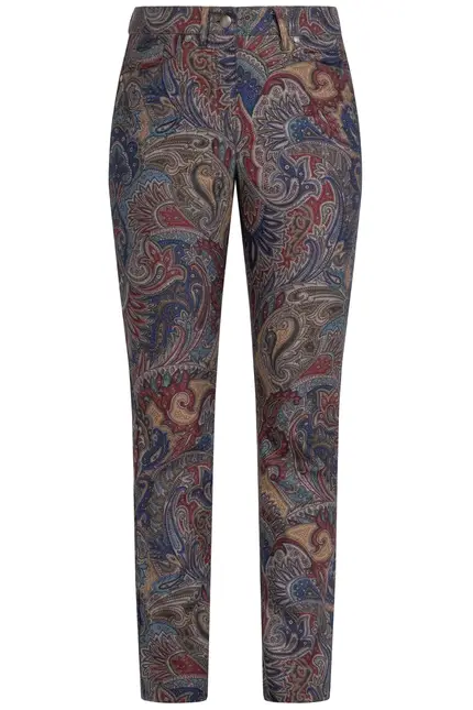 Recover Pants Hose mit Paisleydruck in DRUCK SCHWARZ-ROT-BLAU-BRAUN Artikelnummer REC-12563-4070-9 Preisnachlass