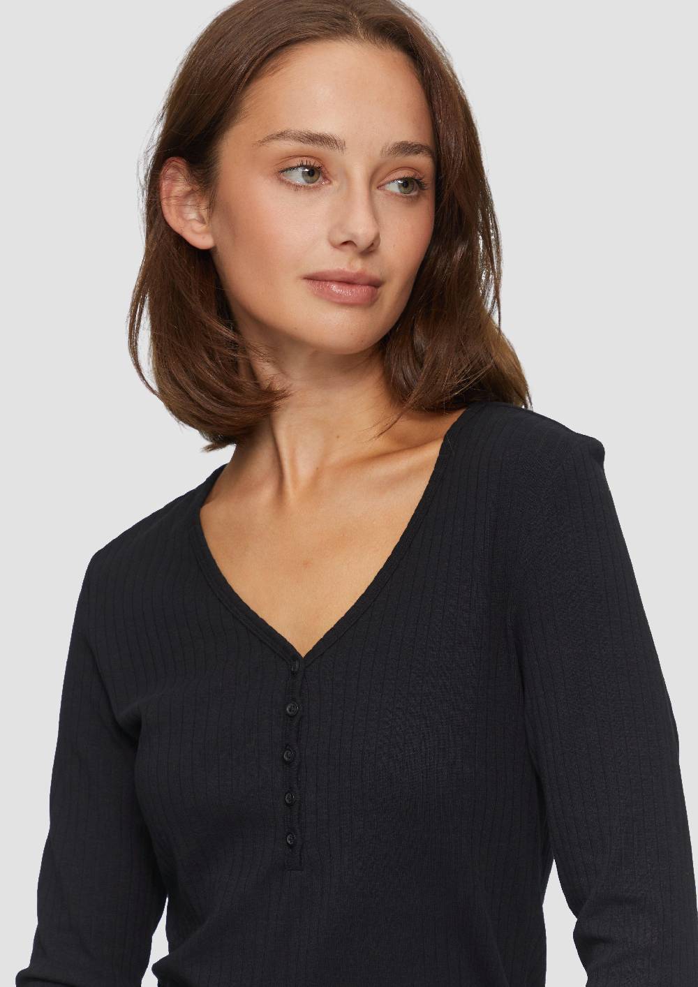 S.Oliver Stretchiges Longsleeve mit Henleyausschnitt Letzter Tag