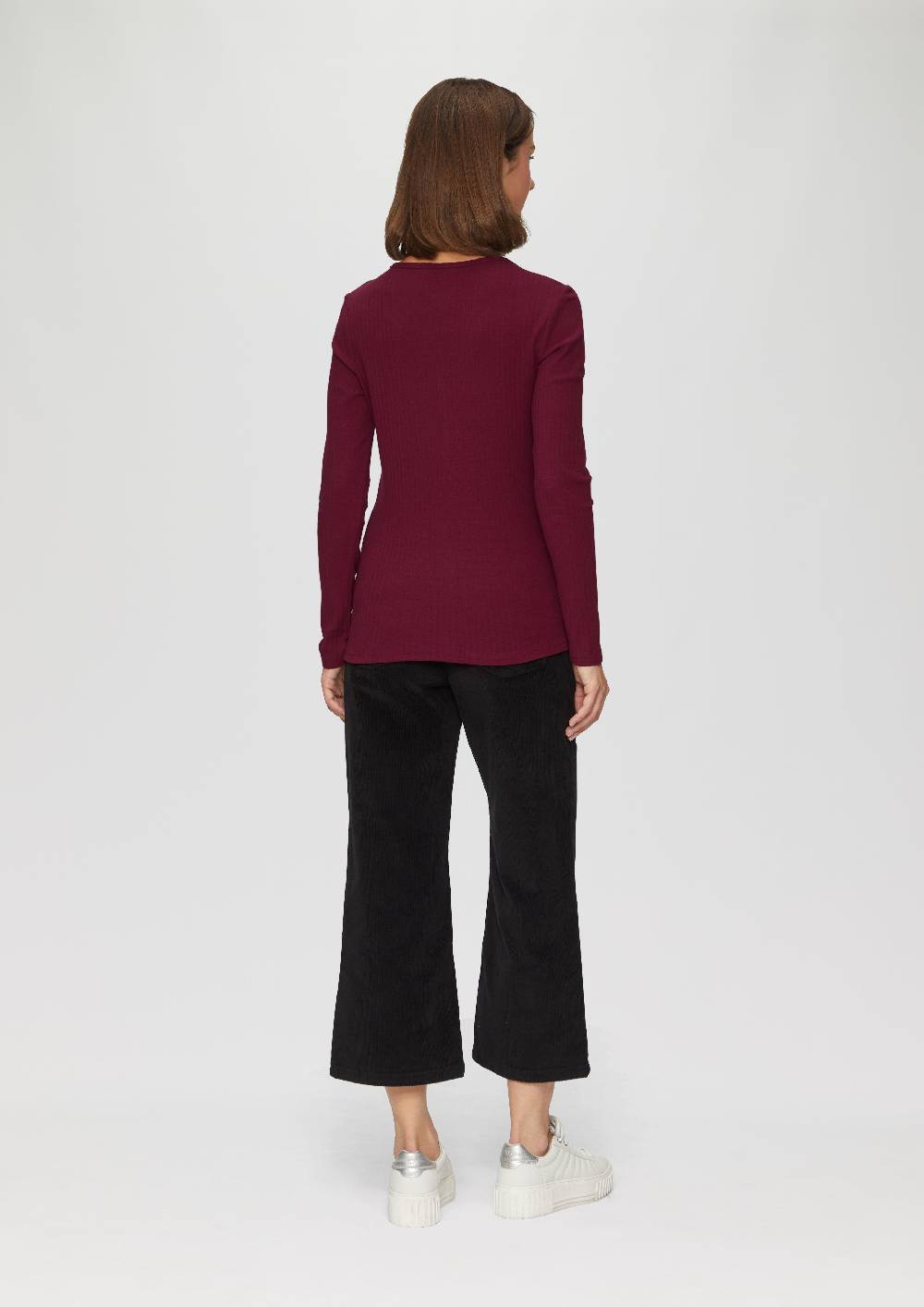 S.Oliver Stretchiges Longsleeve mit Henleyausschnitt Zeitbegrenzte Promotion