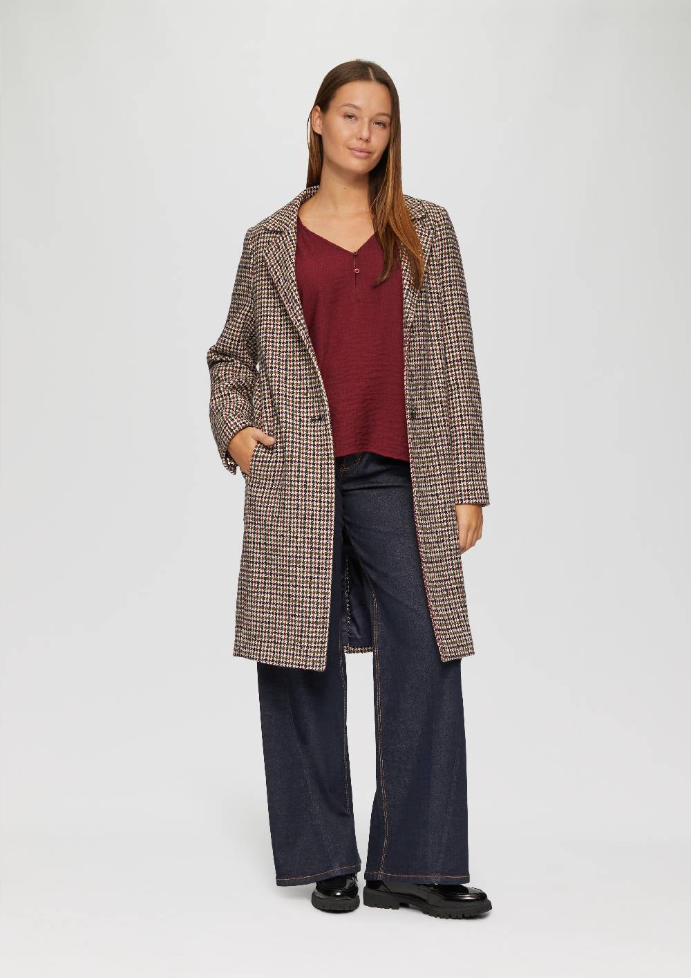 S.Oliver Strukturierte Bluse aus Viskosemix mit Smok Details Clearance-Verkauf