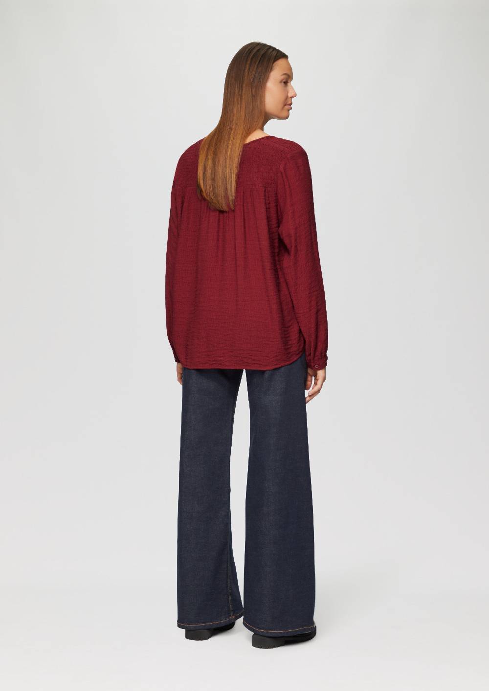 S.Oliver Strukturierte Bluse aus Viskosemix mit Smok Details Clearance-Verkauf