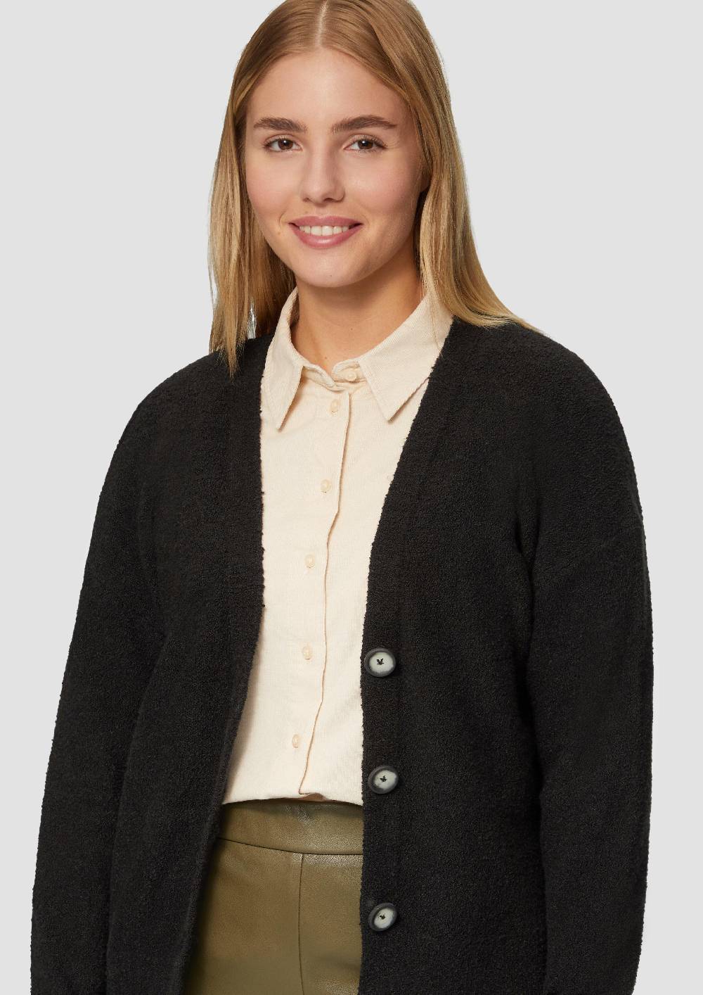 S.Oliver Strickjacke aus Baumwoll-Bouclé Günstiger Verkauf