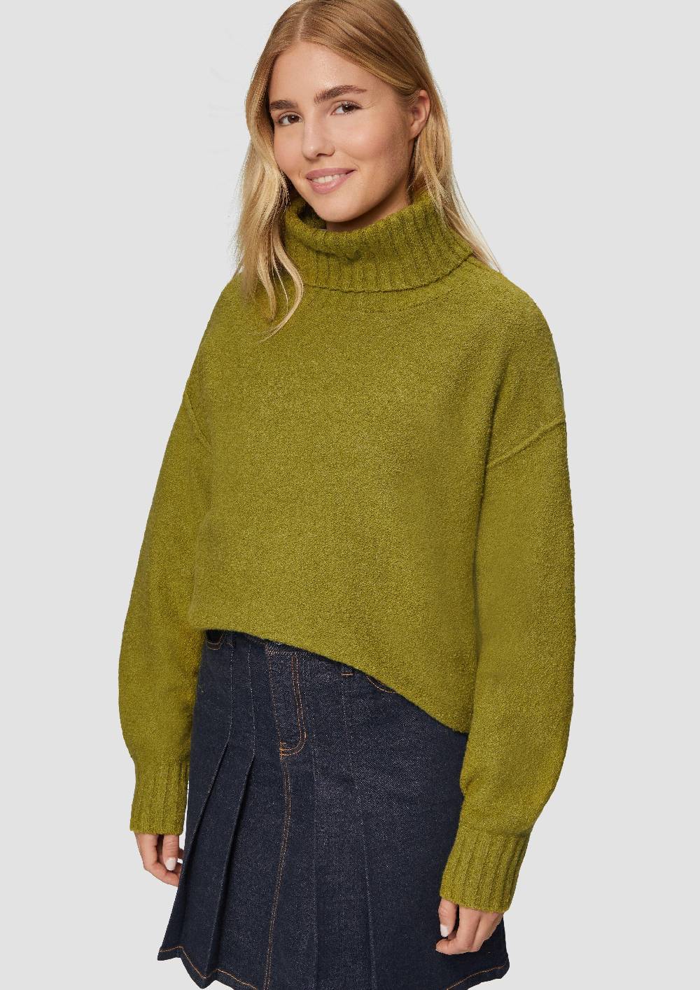 S.Oliver Weicher Rollkragenpullover aus Baumwoll-Bouclé Heißer Verkauf