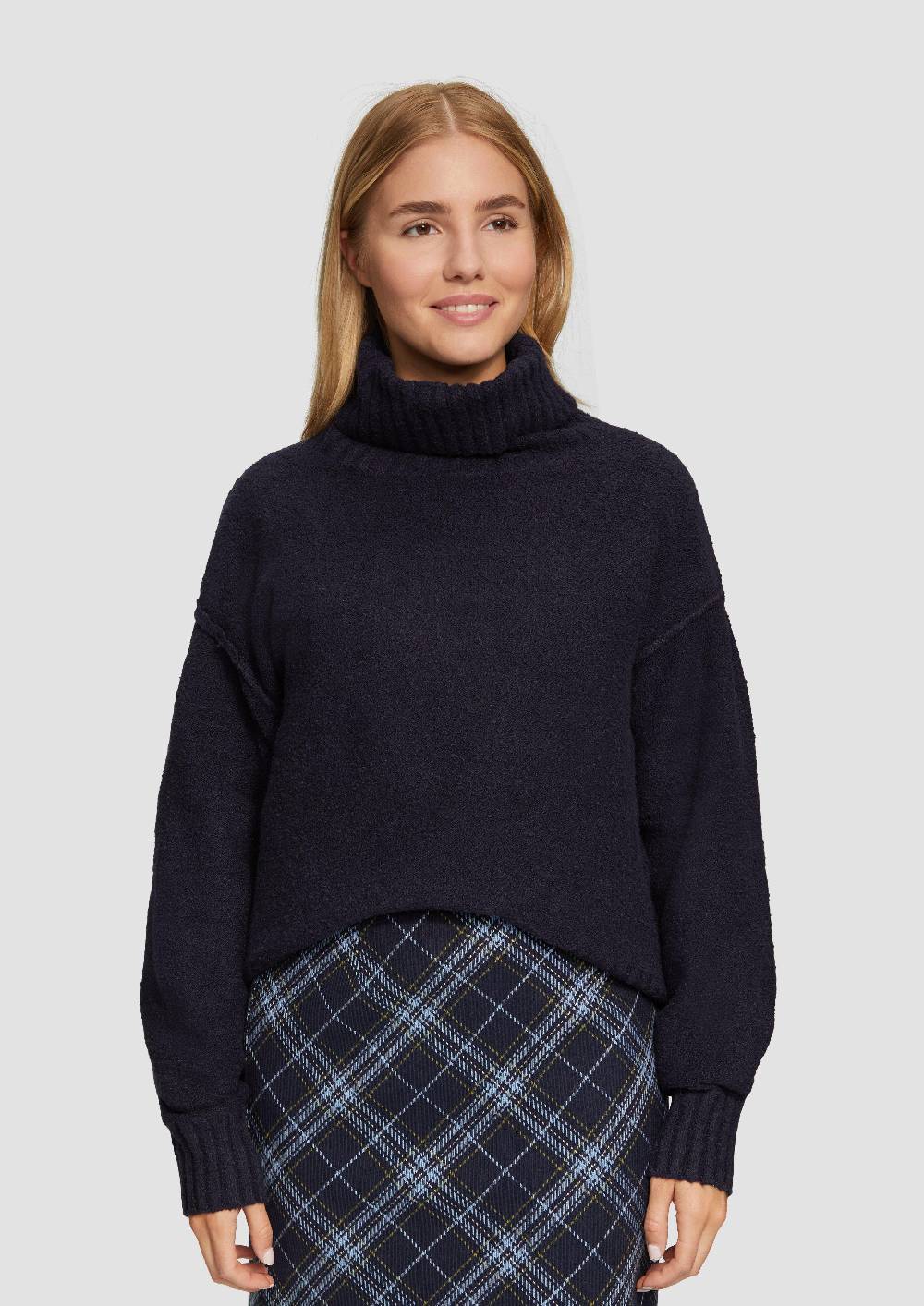 S.Oliver Weicher Rollkragenpullover aus Baumwoll-Bouclé Top Angebot