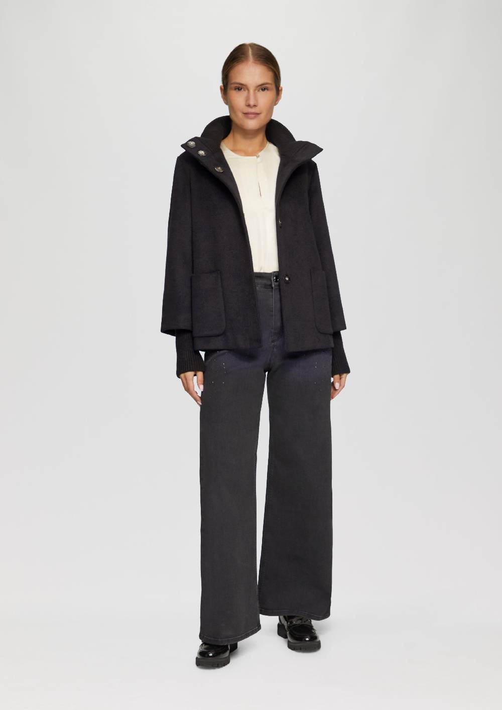 S.Oliver Jacke aus Wollmix mit Rippbündchen Zeitlich begrenztes Angebot