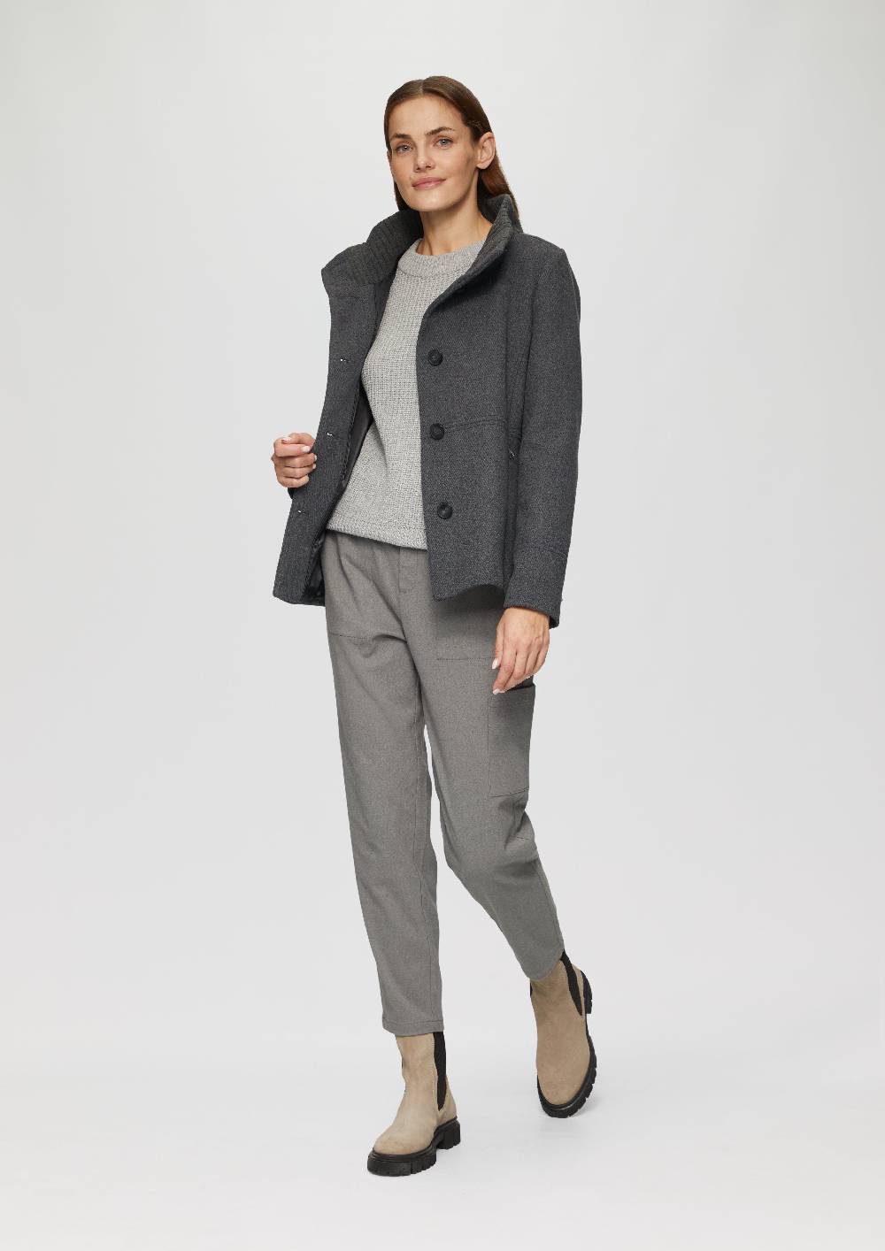 S.Oliver Twilljacke mit Strick-Stehkragen und Eingrifftaschen Räumungsverkauf
