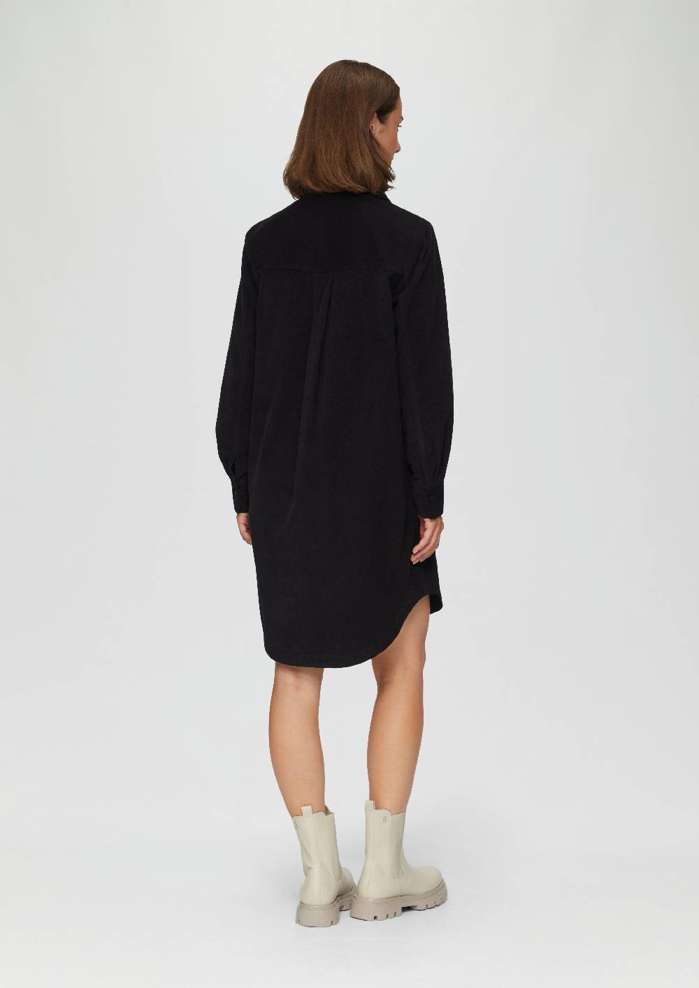 S.Oliver Hemdblusenkleid aus Feincord mit seitlichen Eingrifftaschen Tiefpreis