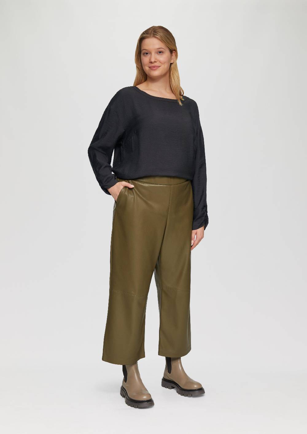 S.Oliver Viskose-Bluse mit elastischem Saum Kostenloser Versand international