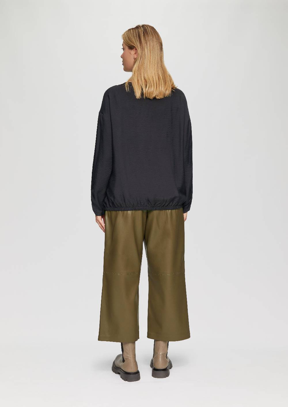 S.Oliver Viskose-Bluse mit elastischem Saum Kostenloser Versand international